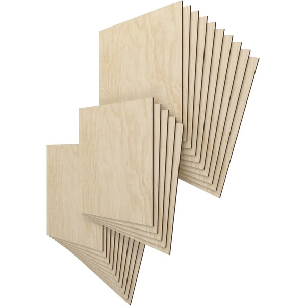 23 3/4W X 23 3/4H X 1/4T Wood Hobby Boards, Birch, 25PK